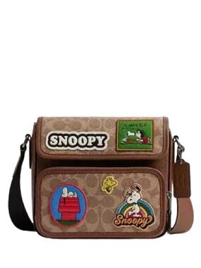 COACH X PEANUTS SULLIVAN FLAP CROSSBODY BAG IN SIGNATURE CANVAS